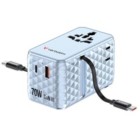Verbatim 30187 Charge n Travel 70W kék univerzális utazó adapter 2xUSB-C kábellel Verbatim 30187 Charge n Travel 70W kék univerzális utazó adapter 2xUSB-C kábellel