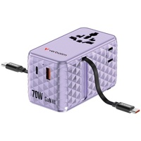 Verbatim 30188 Charge n Travel 70W lila univerzális utazó adapter 2xUSB-C kábellel Verbatim 30188 Charge n Travel 70W lila univerzális utazó adapter 2xUSB-C kábellel