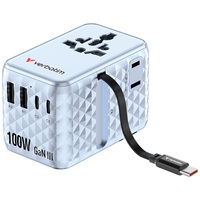 Verbatim 30192 Charge n Travel 100W kék univerzális utazó adapter USB-C kábellel Verbatim 30192 Charge n Travel 100W kék univerzális utazó adapter USB-C kábellel
