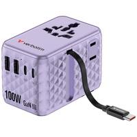 Verbatim 30193 Charge n Travel 100W lila univerzális utazó adapter USB-C kábellel Verbatim 30193 Charge n Travel 100W lila univerzális utazó adapter USB-C kábellel