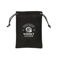 WoMa fekete bársonyzacskóval és csipesszel 12 db-os rozsdamentes acél whisky jégkocka készlet fadobozban