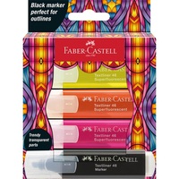 Faber-Castell Glassy 4 db-os neon+fekete szövegkiemelő készlet Faber-Castell Glassy 4 db-os neon+fekete szövegkiemelő készlet