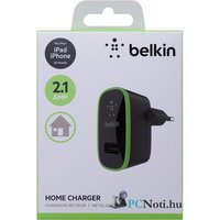 Belkin 2.1A fekete USB (kábel nélkül) Apple Lightning kompatibilis hálózati töltő
